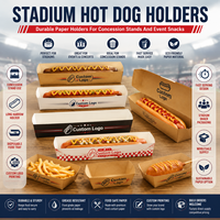 Plateau à hot-dogs en carton kraft rainuré, résistant à la graisse, pour vente à emporter, exportation en gros pour la restauration et les événements festifs