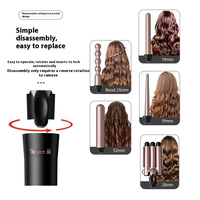 Set Alat Penata Rambut WAIKIL Custom Ceramic Coating Interchangeable Curling Iron 5 in 1 Triple LED Hair Curler Roller Hot Brush Comb