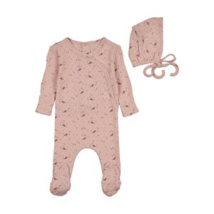 Spring Custom Flower Print Hollow Out Knitted <strong>Breathable</strong> Footie Long Sleeves Boutique Baby Clothing Cotton Sweet Footie With Hat - Product Image 1