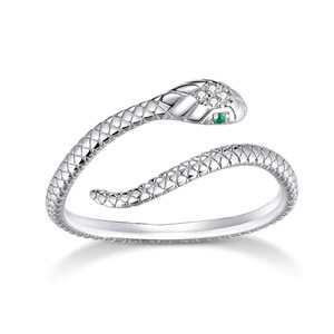 Anello a Serpente Q382 in Oro Massiccio 18K con Diamante Rotondo Brillante, Montatura a Griffe, Gioiello Unisex per Uso Quotidiano - Product Image 2