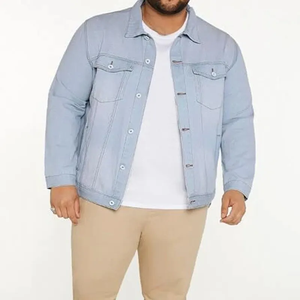 Chaqueta vaquera de talla grande para hombre, personalizada, Color sólido, informal, con solapa - Product Image 6