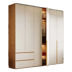 Armario Moderno Minimalista con 2 Cajones y 3 Estantes, Diseño de Puerta con Bisagras para Muebles de Dormitorio - Product Image 1