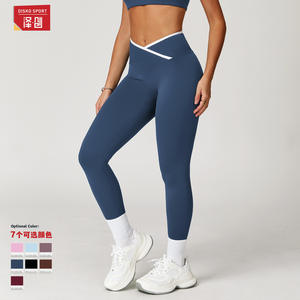 ซีชวง โยคะเลกกิ้งเอวสูงไม่สมมาตรบล็อกสีสี่ทิศทางยืดกางเกงออกกำลังกายสำหรับผู้หญิง ECK9253 - Product Image 4