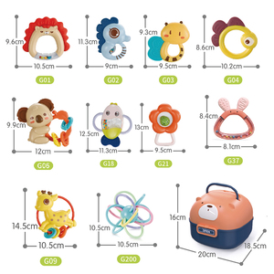 Ensemble de jouets sensoriels en plastique pour bébé : clochette musicale, hochet à agripper et tourner, et jouets de dentition pour l'éveil précoce - Product Image 3