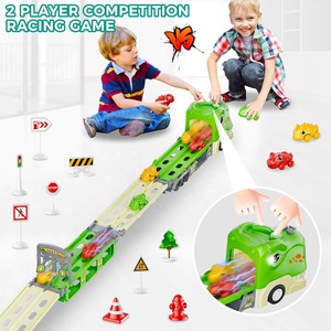Nuevo Camión de Dinosaurios KK B/O, 6 Autos de Dinosaurios, Pista Plegable, 2 Jugadores, Auto de Carreras, Luz, Sonido, Catapulta, Transformable, <span class=keywords><strong>Juguete</strong></span> Educativo de Plástico - Product Image 5