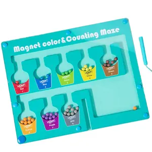 도매 최고 밝은 교육 장난감 마그네틱 미로 색상 일치 보드 비즈 미로 색상 정렬 게임 아이들을위한