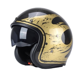 Casque ouvert 3/4 en fibre de carbone avec design rétro demi-casque et visière intégrée, état neuf, Casco De Moto - Product Image 3
