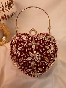 Best quality Embroidery jewelry Hand Bag Stylish <b>Seed</b> Beads stylish Woman Shoulder Hanging Wedding jewelry packaging bag - Product Image 3