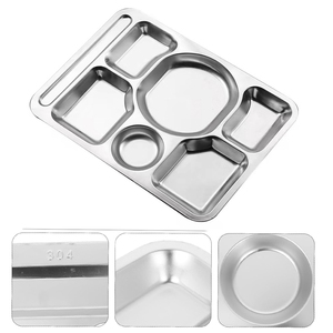 Chất Lượng Cao Kim Loại Bữa Ăn Tối Tấm Chia <span class=keywords><strong>7</strong></span> Phần Ngăn Khay Thức Ăn Thép Không Gỉ Ăn Trưa Khay Lớn Cho Người Lớn - Product Image 3