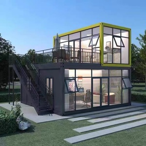 Casa Contenedor Moderna Rectangular Prefabricada Modular con Paredes de Vidrio y Balcón para Uso Residencial - Product Image 1