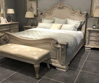 Mobilier de chambre à coucher Gustavian Design en bois de chêne Lit King Size Farmhouse