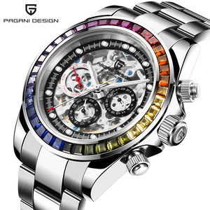 Berjani Men's <b>Automatic</b> Mechanical Watch Skeleton Movement Stainless Steel 12mm 100m Waterproof Folding Clasp PD-1653 - Product Image 1