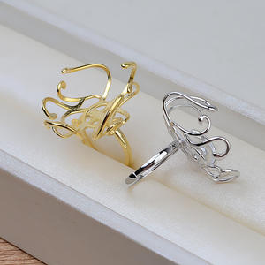 Anneau de bus large en argent S925 fait main, sans broche, incrusté de perles baroques, base creuse, accessoire DIY 1945 - Product Image 4