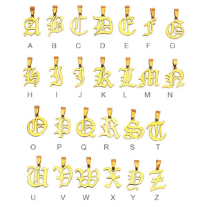 1pcs MOQ Liontin Huruf Kecil Inisial Baja Anti Karat 26 Huruf <span class=keywords><strong>Old</strong></span> <span class=keywords><strong>English</strong></span> Perhiasan Emas 18k Liontin Huruf Inisial Monogram - Product Image 2