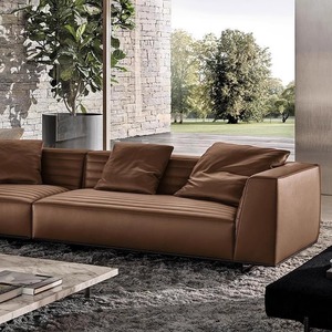 Designer Roger Genuine Leather Sofa Modern Italian Minimalist Straight <b>Top</b> Grain Cowhide Sofa Foshan Furniture - Product Image 4