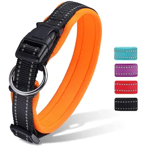 Hersteller Custom OEM Design Nylon Reflective Neopren Soft Padded Mode Haustier Hunde halsband