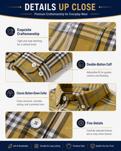 <span class=keywords><strong>Chemise</strong></span> à carreaux pour homme 100 % coton, coupe classique, manches longues, infroissable, décontractée, haute résistance des couleurs, personnalisable OEM, vente en gros - Product Image 3