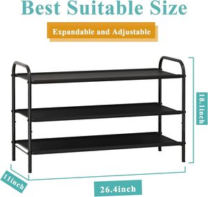 Organisateur de chaussures en métal industriel noir support antirouille réglable pour placard entrée couloir chambre stockage pour usage domestique - Product Image 2