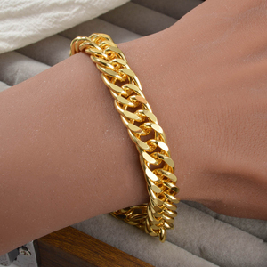 luxe polished chunky cuban curved uniform eye catching unisex <b>copper</b> factory <b>bracelets</b> - Product Image 2