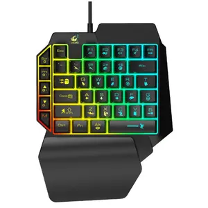 Teclado de jogo mecânico esquerda e mão, com uma mão, teclado de jogo para laptop e pubg