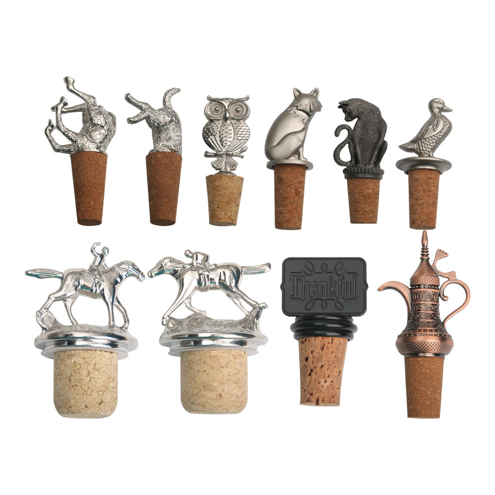 cat top wine metal bottle stopper