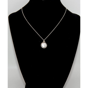 . Collana a catena in argento sterling 925 con ciondolo a perla di moneta di pavone. - Product Image 1