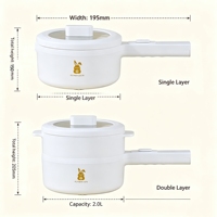 Marmite Électrique Multifonctionnelle 2L 20cm 600W en Céramique Antiadhésive avec Longue Poignée et Contrôle Mécanique 220V pour Usage Domestique, Logo OEM