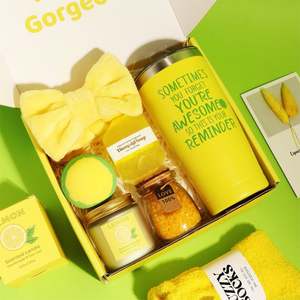 Ensemble de bain et masque pour les yeux avec paille, grande tasse, série jaune citron, promotionnel spécial, pour la saison des diplômes et idées de cadeaux commémoratifs d'entreprise - Product Image 2