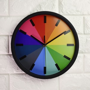 Round Quartz Analog Wall <b>Clock</b> Colorful Needle Display <b>Battery</b> Powered Plastic Resin Single Face for Living Room Decor - Product Image 1
