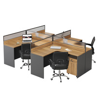 Bureau de Travail Modulable Moderne pour 4 Personnes en Espace Ouvert, Mobilier de Bureau