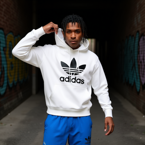 Sweat à capuche Adidas Originals pour homme, blanc, broderie 3D, anti-rétrécissement, streetwear, coupe ample, vêtements décontractés d'automne - Product Image 2