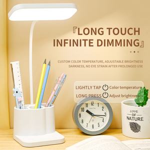 Lampe de bureau LED à chargement USB avec lumière de lecture à 3 couleurs réglables, lampe de table moderne en ABS à col de cygne pour chevet, bureau et lecture - Product Image 1