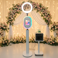 Cabina de Fotos Ovalada para iPad, Fácil de Instalar, Metálica, con Impresión Instantánea, Luz RGB, para Bodas, Disponible en Almacén de EE. UU.