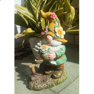 Venta al por mayor de luces de jardín solares al aire libre estatua de resina impermeable del confucianismo elfo enanos escultura decorativa adornos - Product Image 2