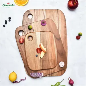 Tablas de cortar de acacia de madera maciza para manualidades de cocina de bajo precio, tabla de servir portátil de madera a granel, tablas de queso con orificio para jugo