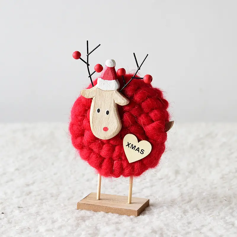 Venta caliente DIY fieltro de lana creativa de madera alces artesanía para niños regalo Navidad Decoración