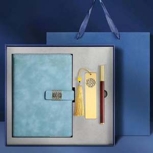 Vente en gros Cahier d'entreprise en cuir Cahier de luxe avec logo personnalisé pour coffrets Cadeaux Boîte cadeau promotionnelle avec stylo/ - Product Image 5