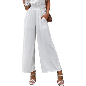 <span class=keywords><strong>Pantaloni</strong></span> larghi Casual a gamba larga da <span class=keywords><strong>donna</strong></span> di nuovo arrivo <span class=keywords><strong>pantaloni</strong></span> a gamba Ultra larga in cotone e <span class=keywords><strong>lino</strong></span> a vita alta per <span class=keywords><strong>donna</strong></span> - Product Image 2