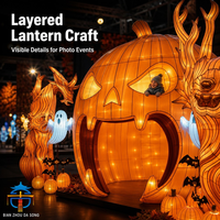 Escultura de Luz Gigante con Forma de Calabaza Monstruosa para Cabina de Fotos, Decoración para Parques Temáticos y Festivales de Halloween