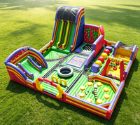Parc d'attractions gonflable en PVC avec toboggan, château gonflable et parcours d'obstacles, aire de jeux Fun City
