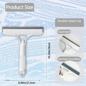 Eco-Friendly Durable Microfiber Glass Scraper Spray Bottle for Shower <b>Window</b> Tile Mirror Kitchen Cleaning <b>Plastic</b> Handle - Product Image 2