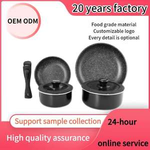 Cooklover Fabricante profesional 7PCs Juego de sartenes negras Recubrimiento antiadherente Juegos de utensilios de cocina de aluminio con mango desmontable - Product Image 2