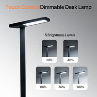 Lampe de table LED multifonctionnelle pour la protection des yeux, sans lumière bleue, avec port de charge USB, lampe de bureau de luxe pour la lecture, lampe de bureau noire