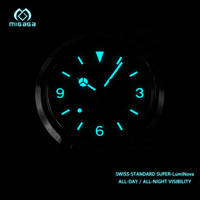 Montre-bracelet d'affaires 39 mm en acier inoxydable avec verre saphir, index lumineux, logo personnalisé, mouvement à quartz