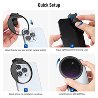 NEEWER 67mm Clip-On Verre Téléphone Lentille Filtre Kit Variable ND2-ND32 Fileté Adaptateur Anneau/Cold Shoe/Bouton de Verrouillage pour Appareil Photo