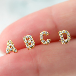 Pendientes de Lujo Personalizados con Letra Inicial 3D de Burbuja, de Latón Crudo y Circonia, Collar con Letra de Globo del Alfabeto, Pendientes Hinchados, ¡Venta Caliente! - Product Image 1