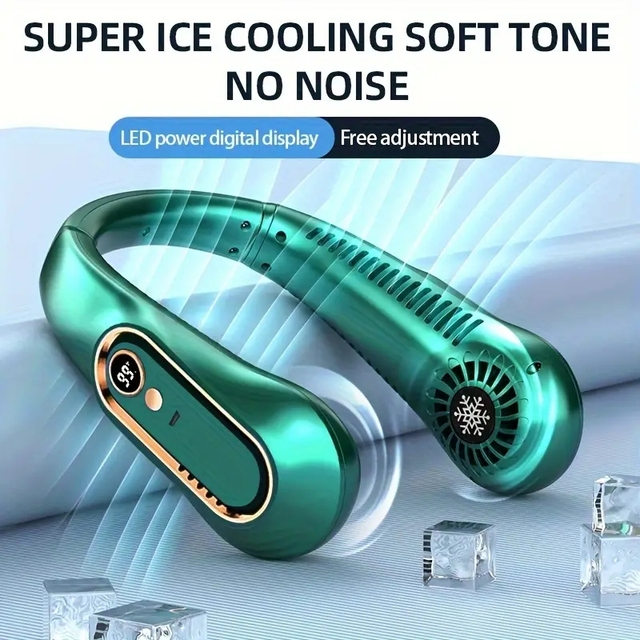 Wearable Foldable Bladeless Neck Fan with USB/Battery Power Portable Cooling for Outdoor Camping Car & Hotel Use