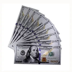 10 pièces américaines USD 100 Dollars US en plastique or argent feuille ensemble de billets de banque avec enveloppe de certificat