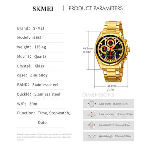 OEM/ODM reloj de hombre de negocios de acero inoxidable MOVIMIENTO DE CUARZO oro plata 6 pines dial de cristal 3ATM reloj impermeable de fábrica al por mayor - Product Image 4