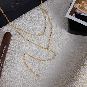 سلسلة من ERESI عبر الارتباط بطبقتين Y قلادة شرابة مطلية بالذهب عيار 18 من الفولاذ المقاوم للصدأ سلاسل عصرية قابلة للتعديل مجوهرات - Product Image 4